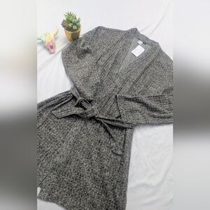 NEW VENUS Gray Knit Belted Cardigan
